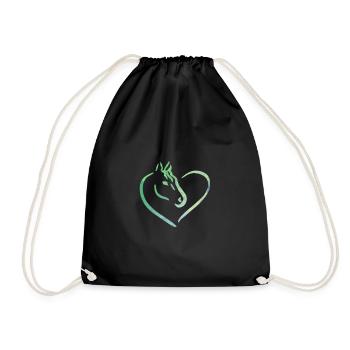 Les chevaux aiment aquarelle coeur vert - Sac de sport léger - noir - Devant