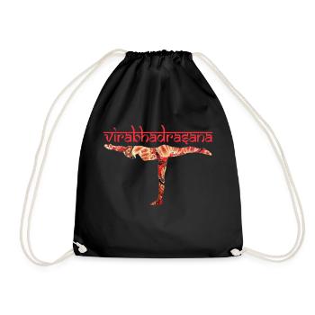 yoga 9 virabhadrasana warrior 3 e 222 - Drawstring Bag - black - Front