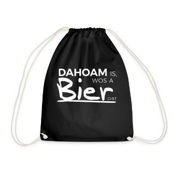 Bavarian Beer Dahoam | Beer garden saying gift - Drawstring Bag - black - Front