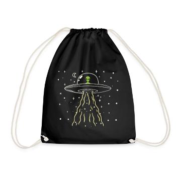Alien space spaceship - Drawstring Bag - black - Front