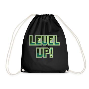 Level Up (Pixel-Schriftzug) - Turnbeutel - Schwarz - Vorne