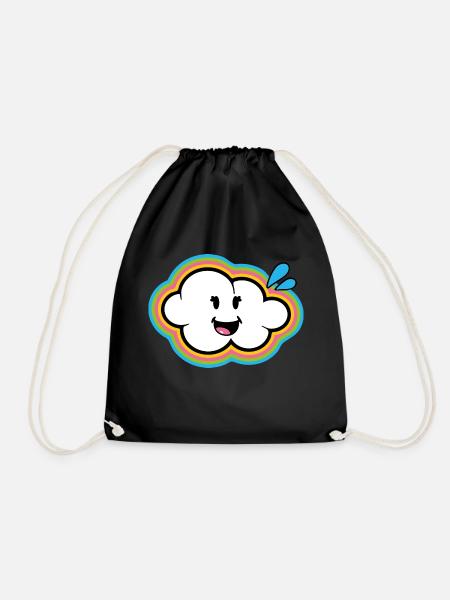 Smiley Kawaii Cloud - Turnbeutel - Schwarz