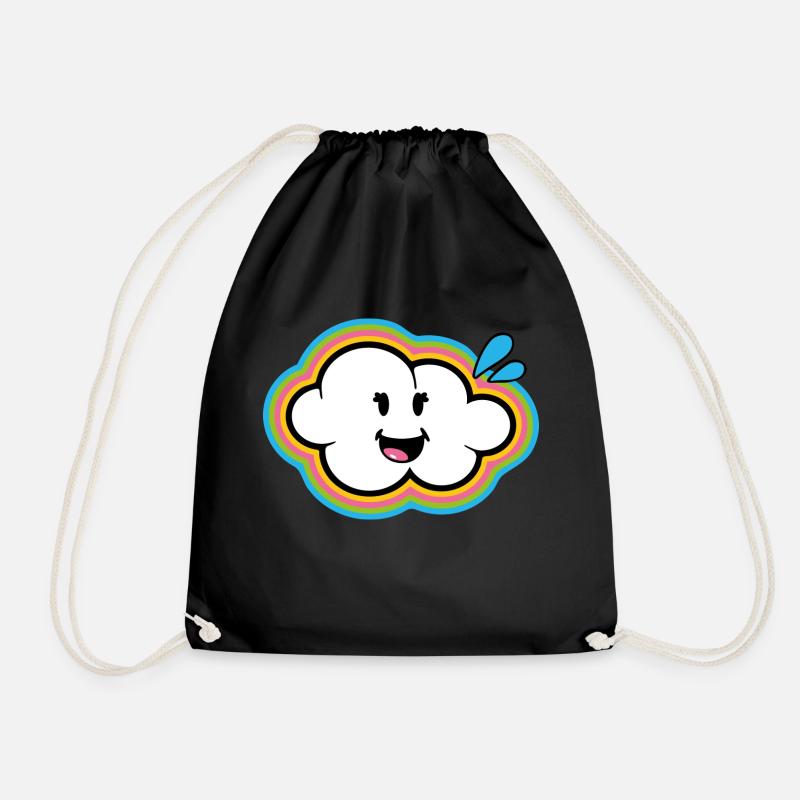 Smiley Kawaii Cloud - Turnbeutel - Schwarz