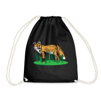 Renard rouge / Red Fox Design I - Sac de sport léger - noir - Devant