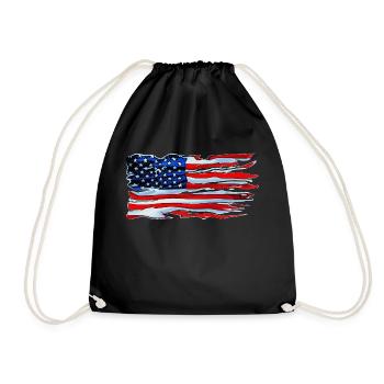 Amerikanische Flagge zerrissen Comic Art - Turnbeutel - Schwarz - Vorne