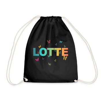 Lotte - Beautiful Charlotte name with butterflies - Drawstring Bag - black - Front