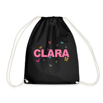 Clara - Joli nom avec papillons, fille - Sac de sport léger - noir - Devant