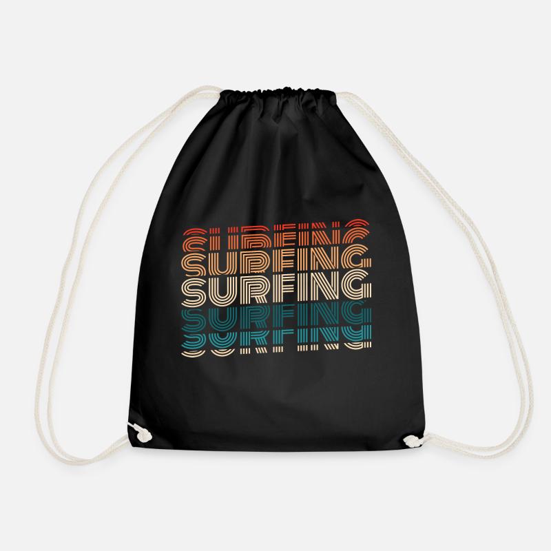 Surf Board Surfer Retro Vintage - Turnbeutel - Schwarz
