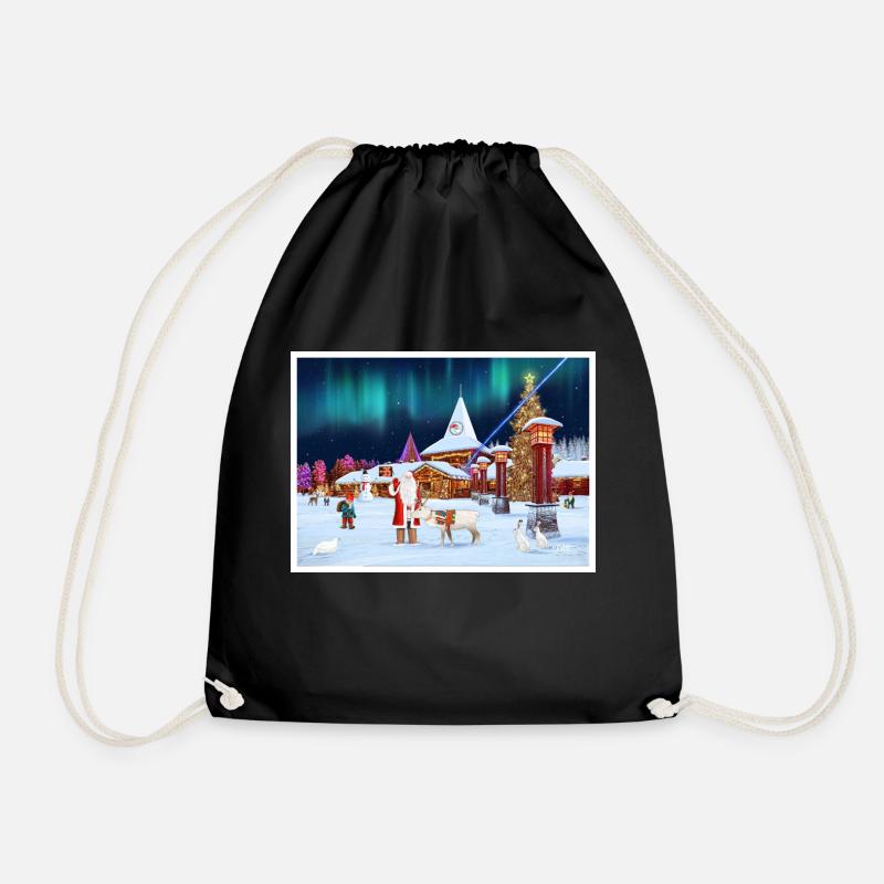 Santa's Office, Rovaniemi Finland - Drawstring Bag - black