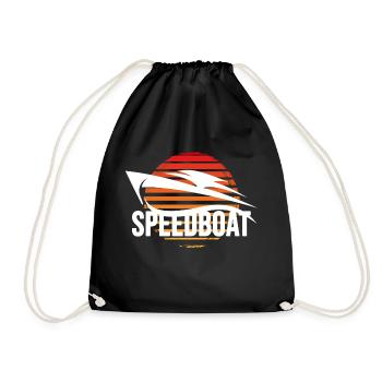 captain motorboat speedboat powerboat boat racing - Drawstring Bag - black - Front