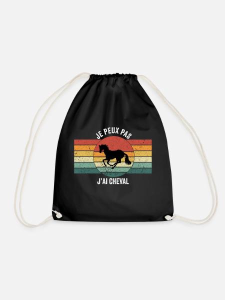j'peux pas j'ai cheval Retro Vintage - Sac de sport léger - noir