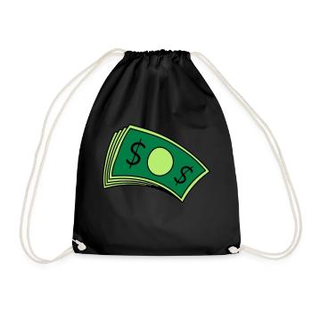 Money Piles of Bills - Drawstring Bag - black - Front