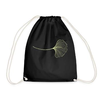 Ginko Ginkgo Leaf - Drawstring Bag - black - Front