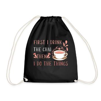 Chai Latte Tee trinken Teetrinker - Turnbeutel - Schwarz - Vorne
