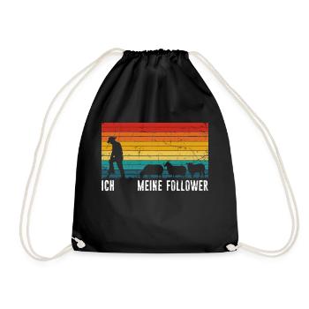 Ich & Meine Follower Schafe Hirte Schäfer Schäfche - Turnbeutel - Schwarz - Vorne