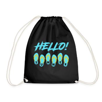 Hello Summer lustige Sprüche Sommer Urlaub - Turnbeutel - Schwarz - Vorne