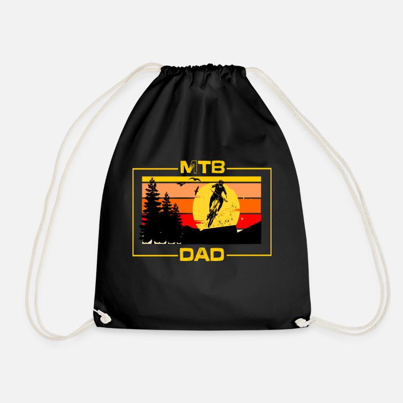 MTB Papa / Biking Dad Vintage - Drawstring Bag - black