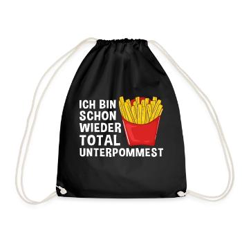Ich bin schon wieder total unterpommest - Pommes F - Turnbeutel - Schwarz - Vorne