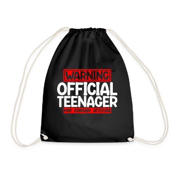 Warning Official Teenager, May Contain Attitude 4 - Drawstring Bag - black - Front