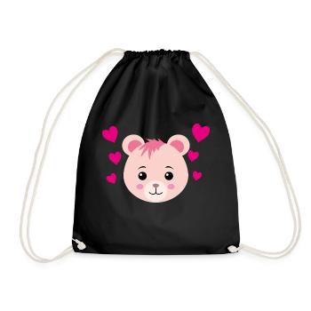 Bear Hearts - Drawstring Bag - black - Front