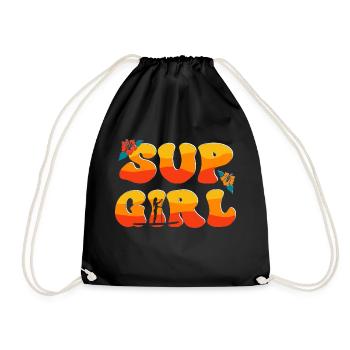 SUP Girl Stand up paddling Stand up paddle - Drawstring Bag - black - Front