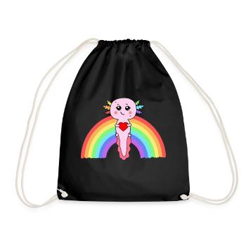 Rainbow Axolotl - Drawstring Bag - black - Front