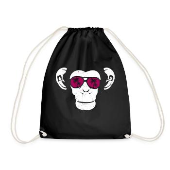 Monkey Affe Urlaub Sonnenbrille Geschenkidee Musi - Turnbeutel - Schwarz - Vorne
