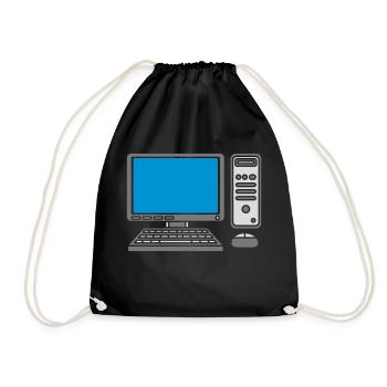 Keyboard Mouse Screen Computer - Drawstring Bag - black - Front