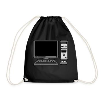 Computer Keyboard Mouse Screen - Drawstring Bag - black - Front
