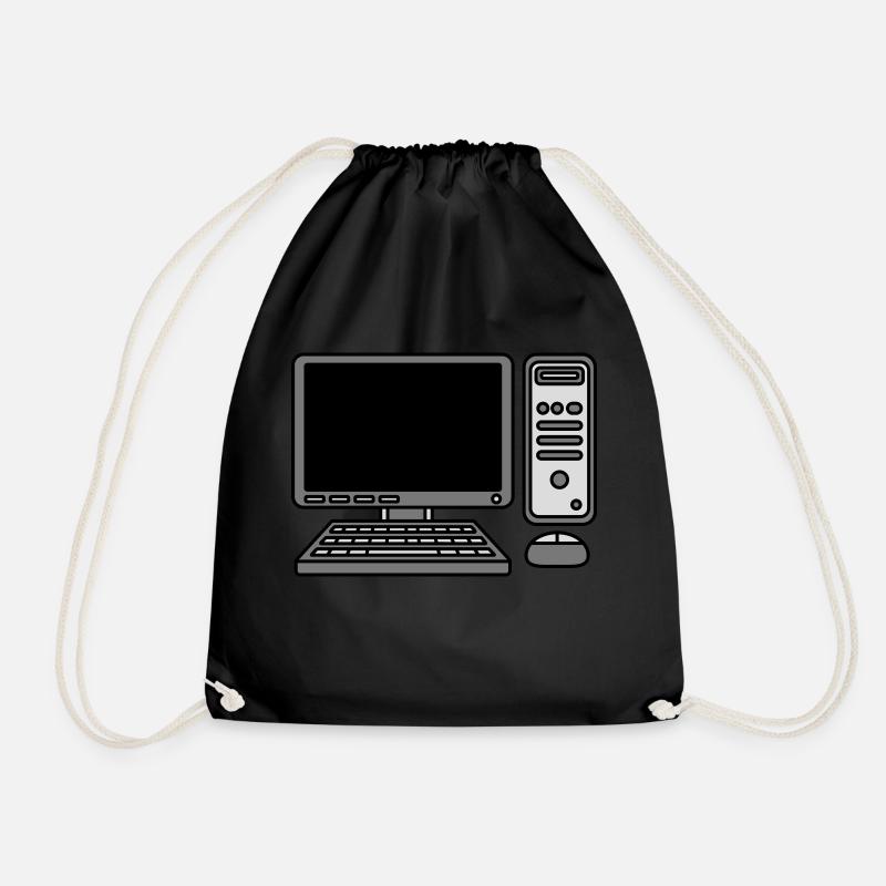 Computer Tastatur Maus Bildschirm - Turnbeutel - Schwarz