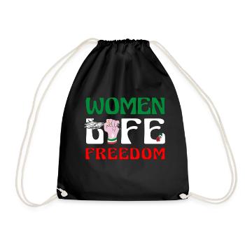 Cute Iranian Women - Women Life Freedom - Drawstring Bag - black - Front