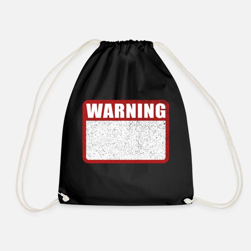 Warning Schild Englisch Achtungsschild Warnung - Turnbeutel - Schwarz