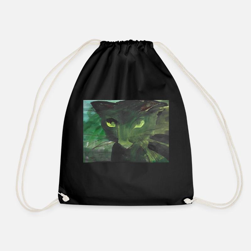 schwarze Katze - Turnbeutel - Schwarz