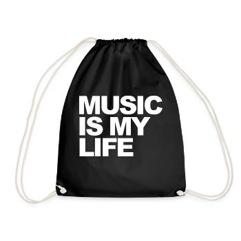 Techno house dance music is my life gift - Drawstring Bag - black - Front