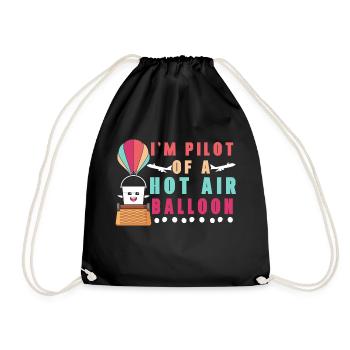 Heißluftballon & Ballon Fahrer Geschenk - Turnbeutel - Schwarz - Vorne