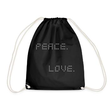 Peace and Love - Friede und Liebe - Turnbeutel - Schwarz - Vorne