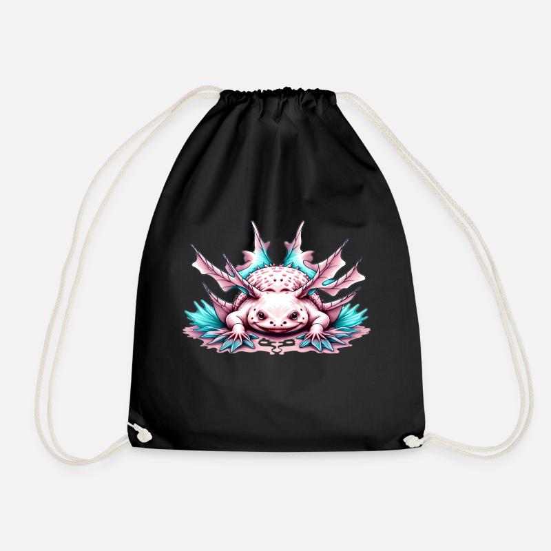 Axolotl - Drawstring Bag - black