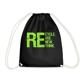 Recycle Reuse Renew Rethink Earth Day Environment - Drawstring Bag - black - Front