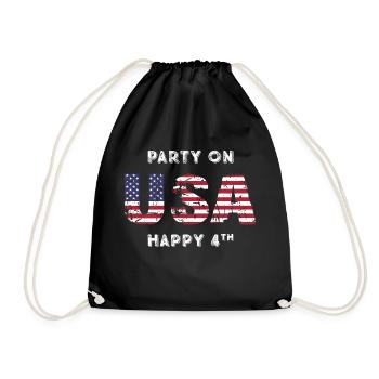 Patriotic Fourth of July Distressed T-Shirt - Drawstring Bag - black - Front