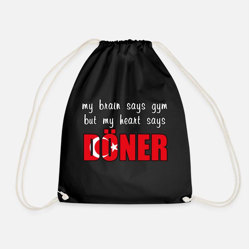 My heart says Döner - Drawstring Bag - black