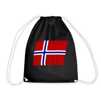 Norway Norge Flag painted norsk - Drawstring Bag - black - Front