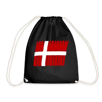 Denmark Dansk Flag painted Copenhagen Scandinav - Drawstring Bag - black - Front