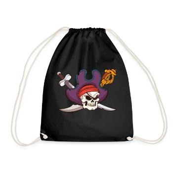 Crâne de pirate - Sac de sport léger - noir - Devant