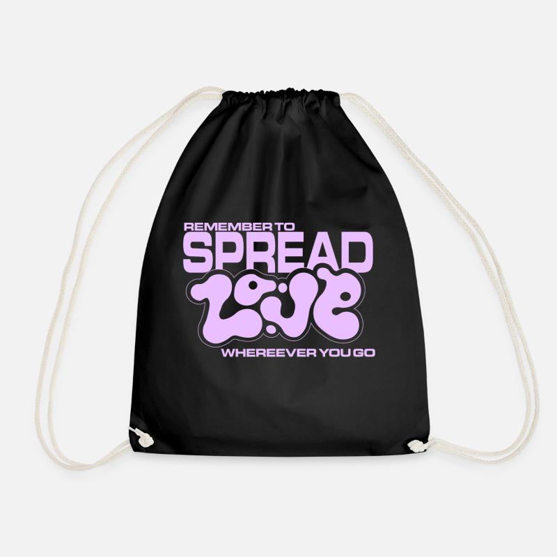 Spread Love motif in pink - Drawstring Bag - black