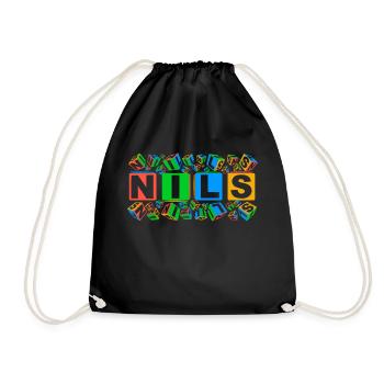 NILS colourful cubes - Turnbeutel - Schwarz - Vorne