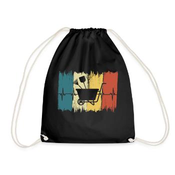 Vintage Heartbeat Gardening - Drawstring Bag - black - Front