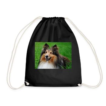 Happy Sheltie mi Kleeblatt auf dem Kopf, süß - Turnbeutel - Schwarz - Vorne