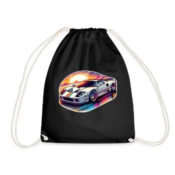 voiture vintage couché de soleil - Sac de sport léger - noir - Devant