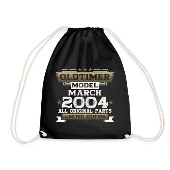 20. Geburtstag Oldtimer März Jahrgang 2004 - Turnbeutel - Schwarz - Vorne