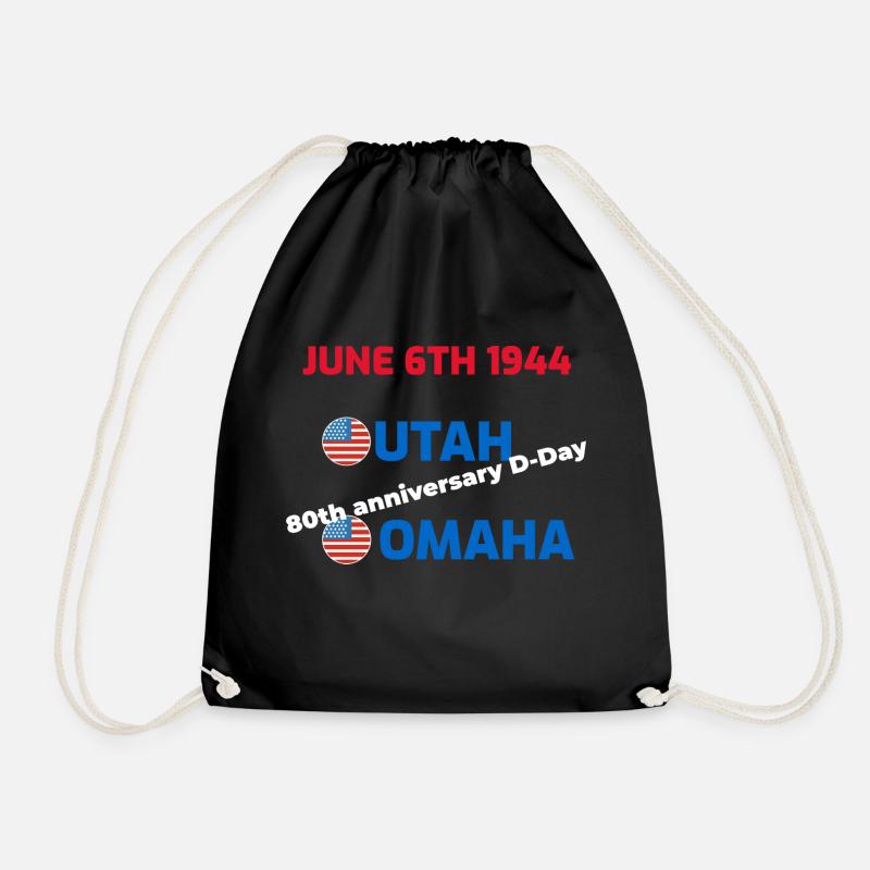 D-Day American 80th anniversary design - Drawstring Bag - black